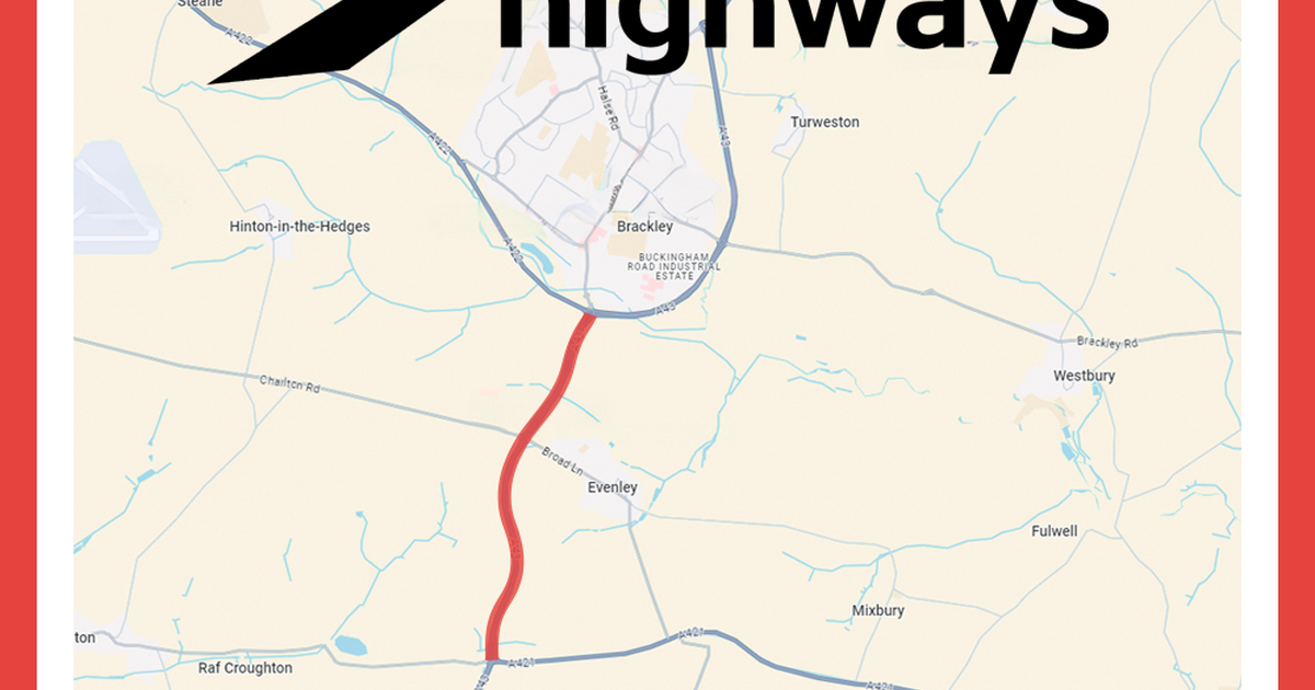 A43 Northbound Overnight Closure - Barley Mow Roundabout to Oxford Road ...