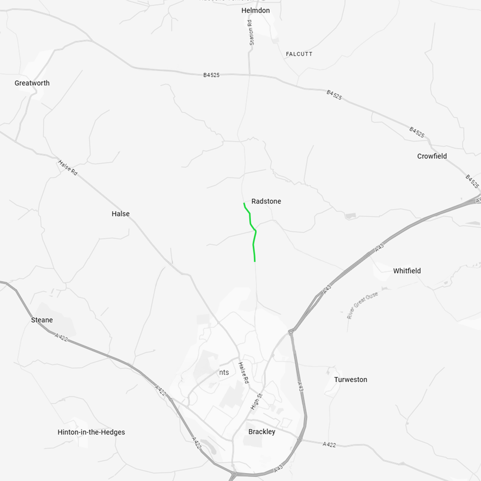 Map showing the area of Rastone Rd that is now open